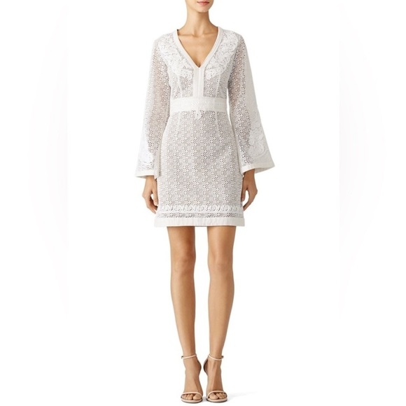 The Kooples Guipure Embroidered Mini Dress Daisy Love White Bridal Brunch Sz M - Picture 2 of 16